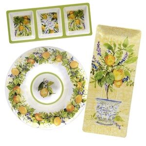 Certified International Lemon Zest 3-pc. Melamine Hostess Set